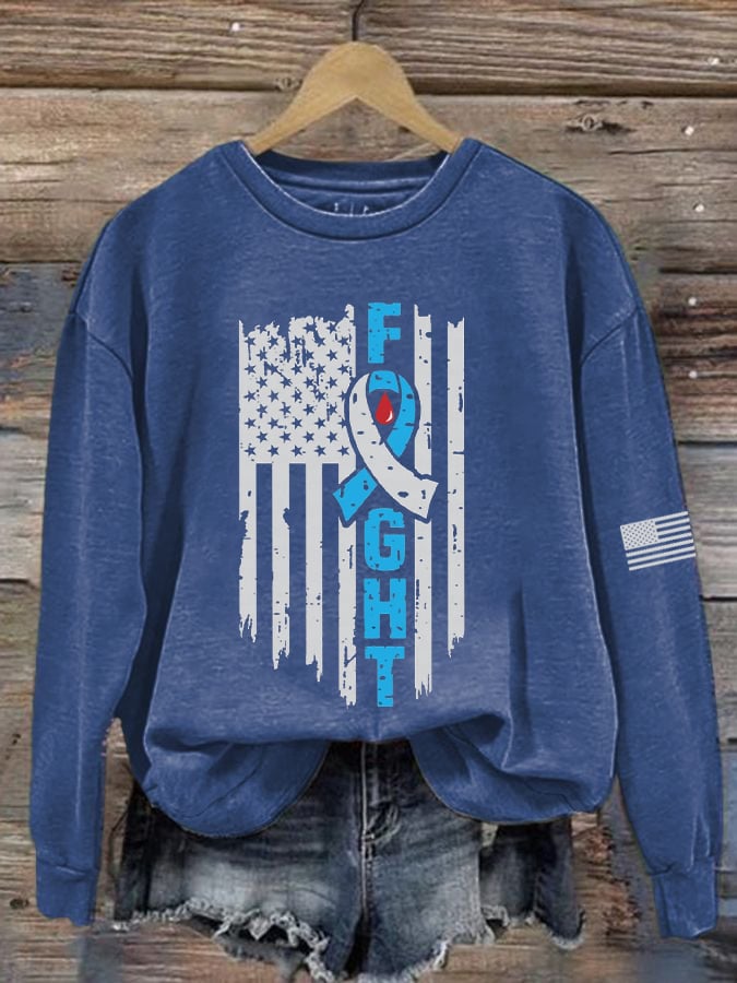 Women's Diabetes Awareness Fight Flag Sweatshirt