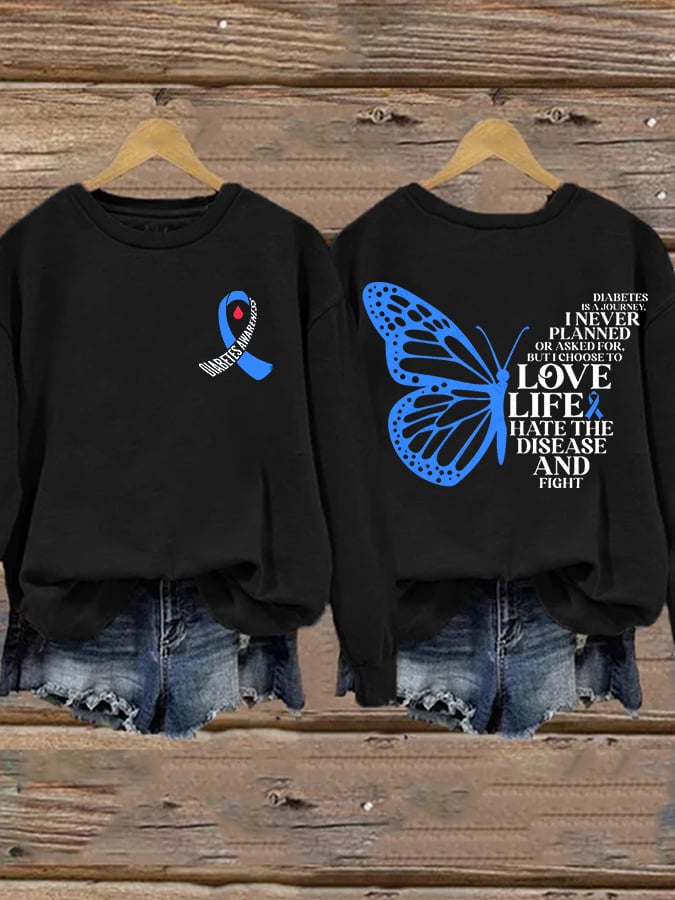 Women's Diabetes Awareness Printed Sweatshirt