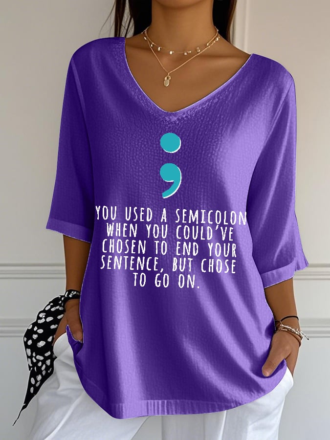 Women's Mental Health Print Casual Top