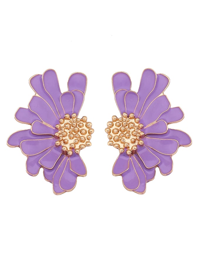 Purple Floral Design Earrings