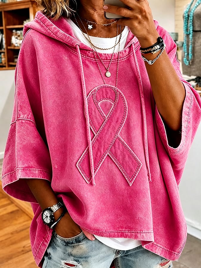 Women's Retro Breast Cancer Awareness Print Blouse