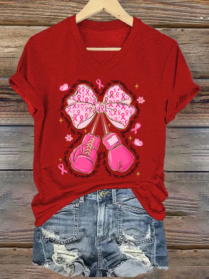 Women's In October We Wear Pink Print Casual T-Shirt