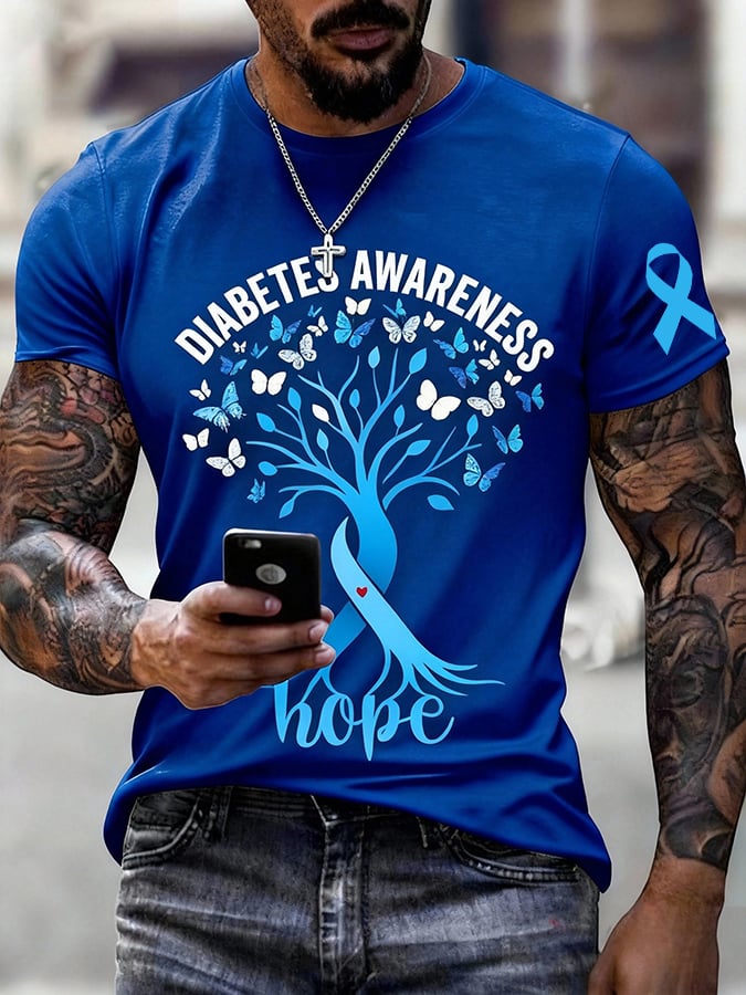 Men's “Diabetes Awareness — Hope” Print T-shirt