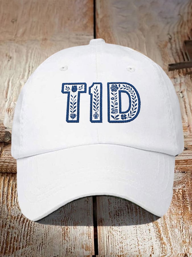 Unisex Retro Type 1 Diabetes Floral Hat