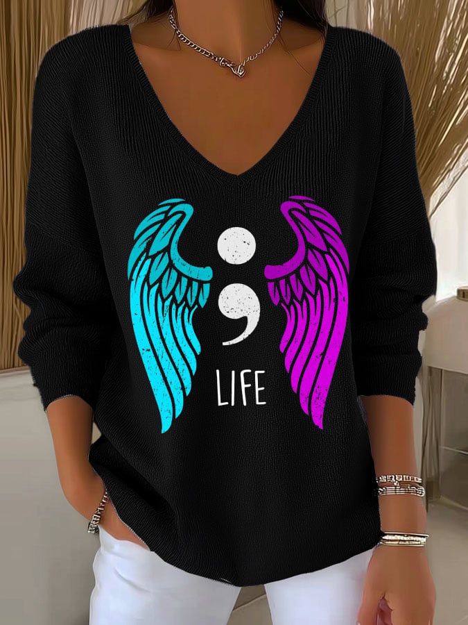 Women'S Wings Of Hope Print Casual T-Shirt