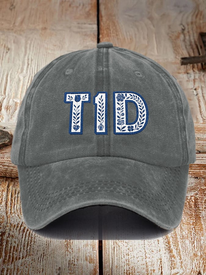 Unisex Retro Type 1 Diabetes Floral Hat