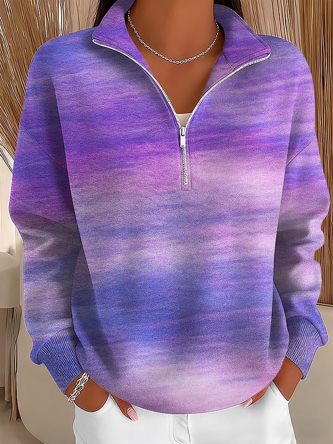 Women's Alzheimer's Awareness Art Print Zip-Up Stand-Collar Sweatshirt