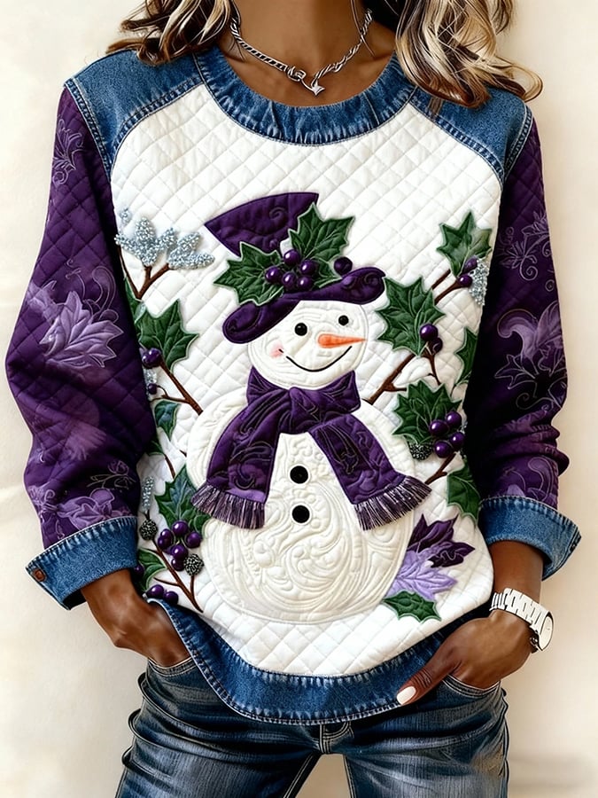 Women's Purple Art Christmas Alzheimer's Awareness Print Sweatshirt