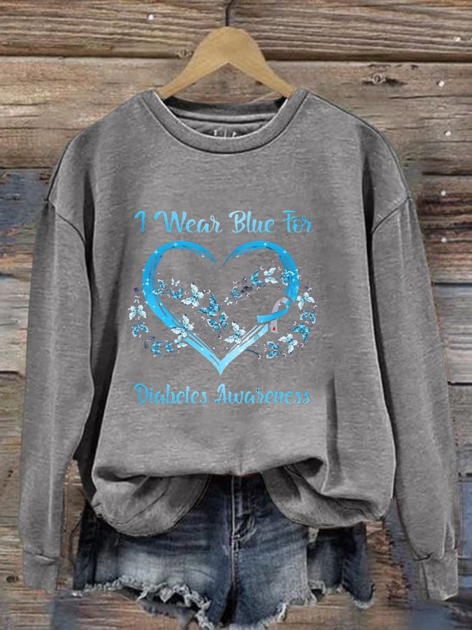 Women's I Wear Blue For Diabetes Awareness Sweatshirt