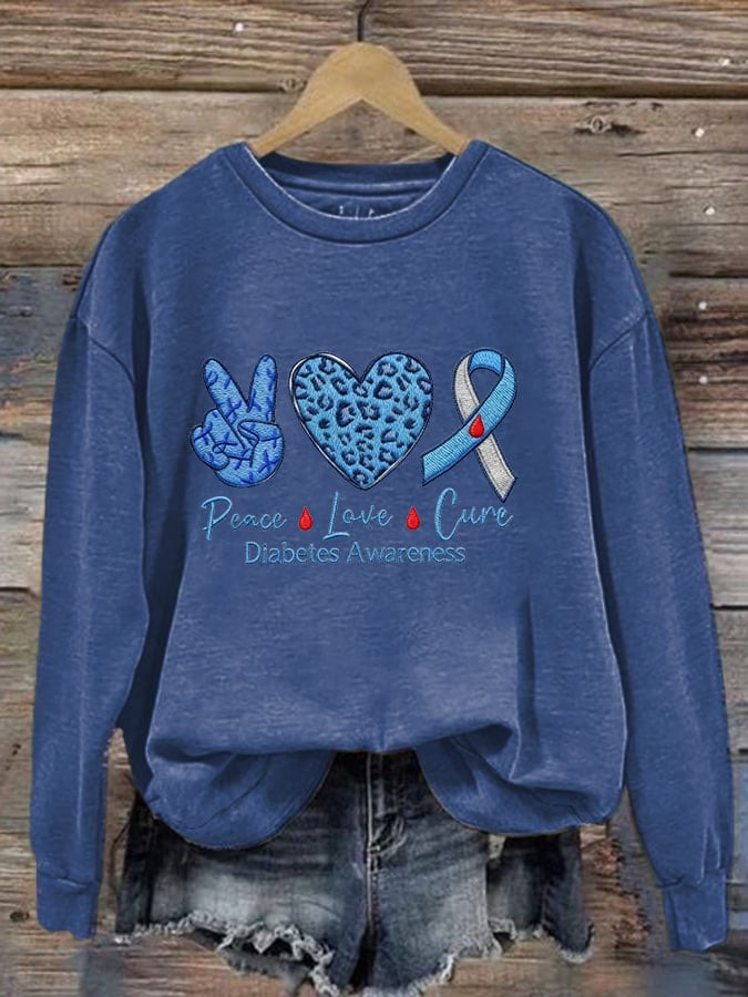 Women's Peace Love Cure Diabetes Awareness Sweatshirt