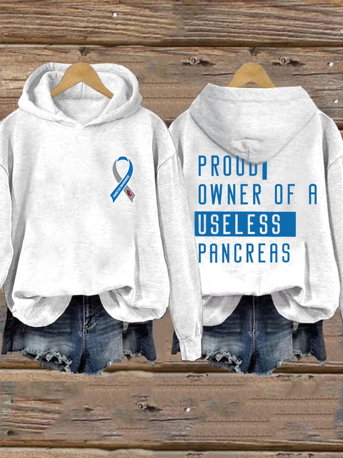 Women's Retro Funny Type 1 Diabetic Print Hoodie