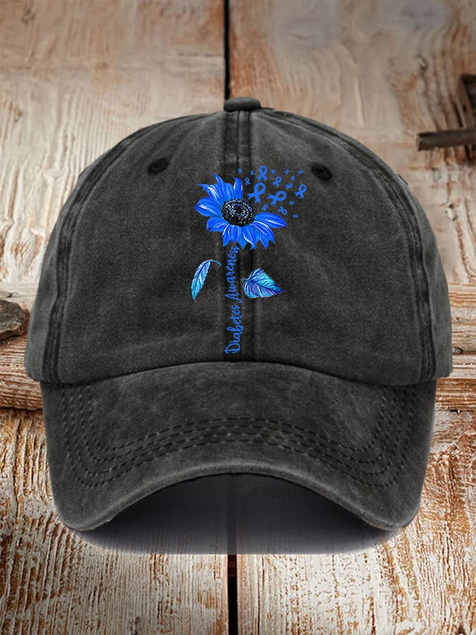 Unisex Retro Sunflower Diabetes Awarenes Hat