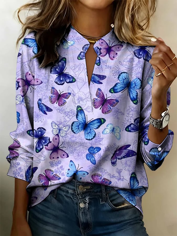 Women's Alzheimer's Disease Awareness Floral Print Shirt