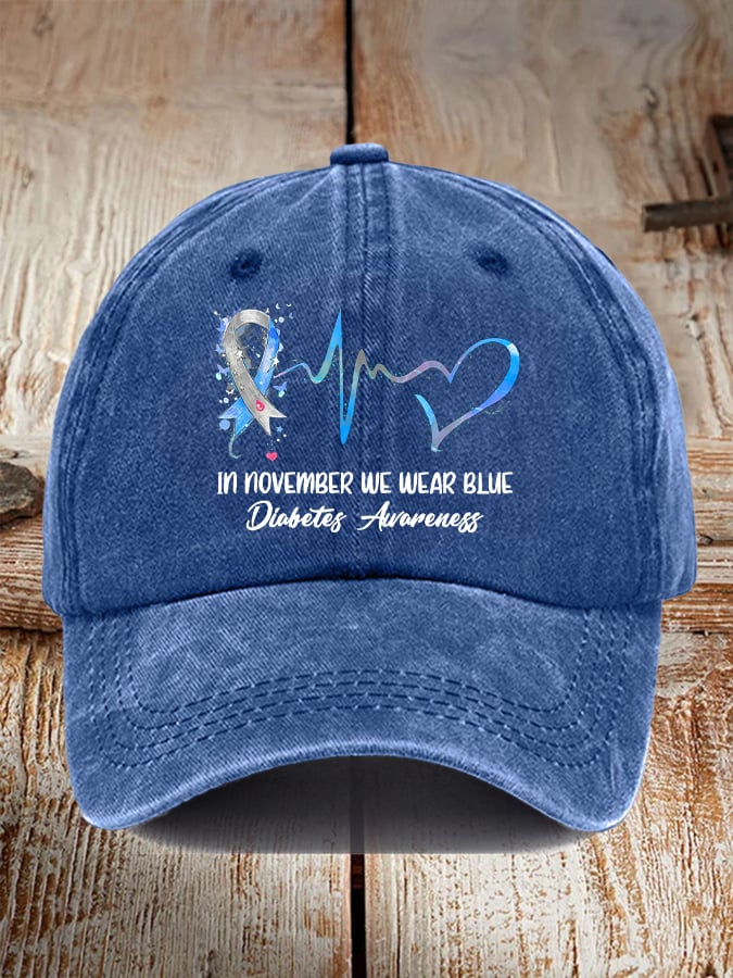 Unisex Retro In November We Wear Blue Diabetes Awareness Hat