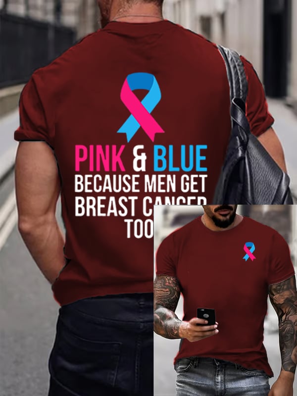 Men's  Casual Breast Cancer Print T-Shirt