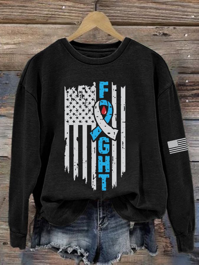 Women's Diabetes Awareness Fight Flag Sweatshirt