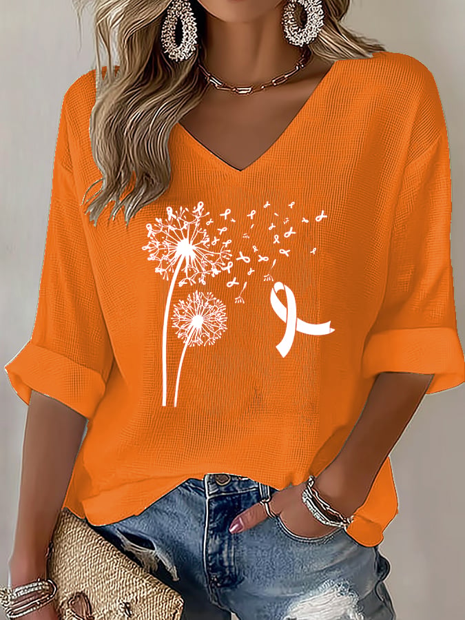 V-Neck The Power of Pink Print T-shirt