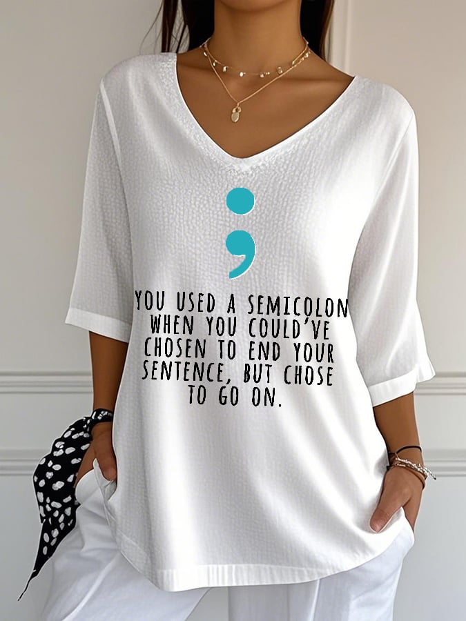 Women's Mental Health Print Casual Top