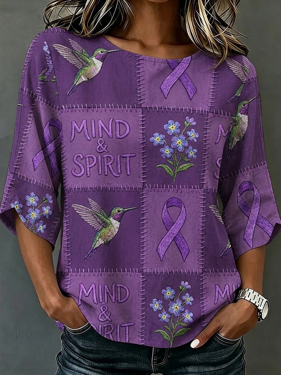 Women's Alzheimer's Awareness Faux-Linen Top
