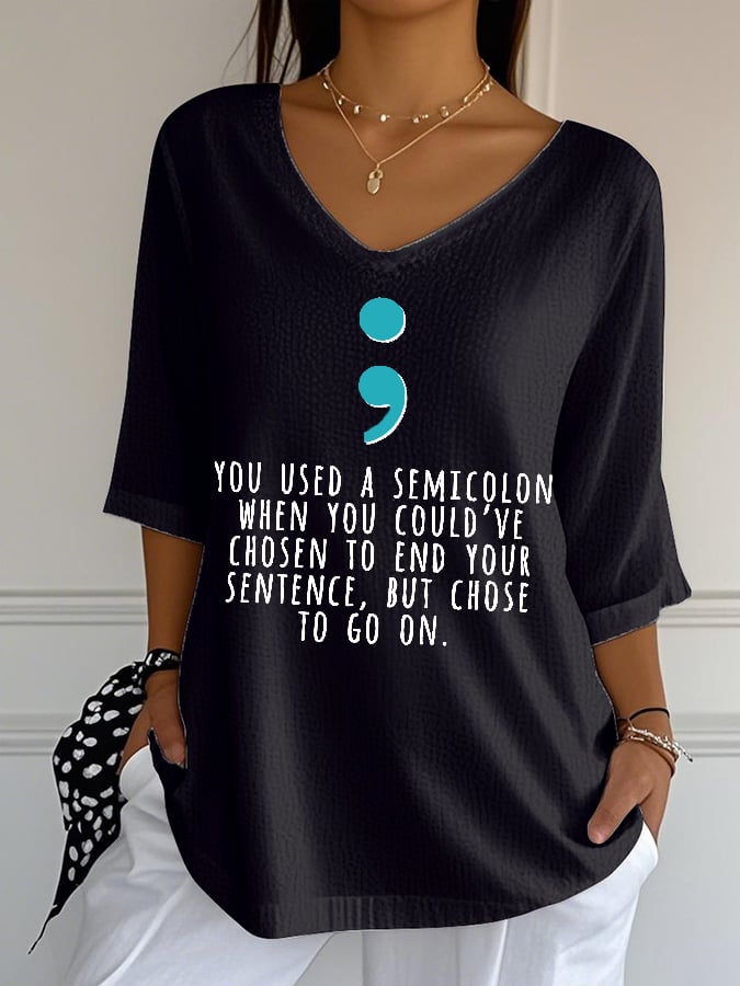 Women's Mental Health Print Casual Top