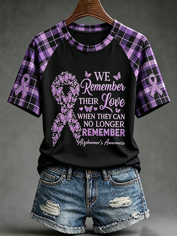 Women's Retro Alzheimer's Disease Hummingbird And Floral Print Comfortable T-Shirt