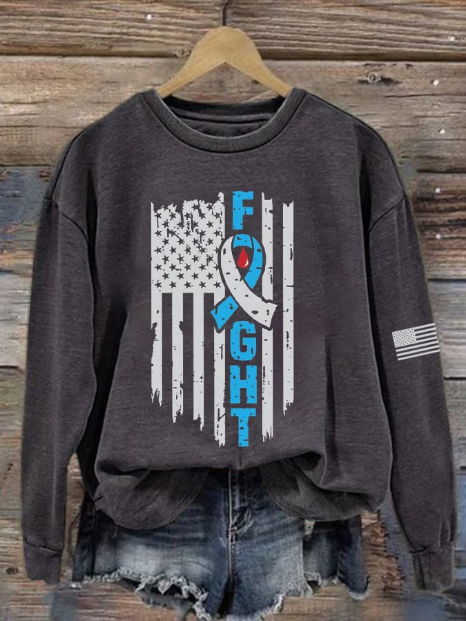 Women's Diabetes Awareness Fight Flag Sweatshirt
