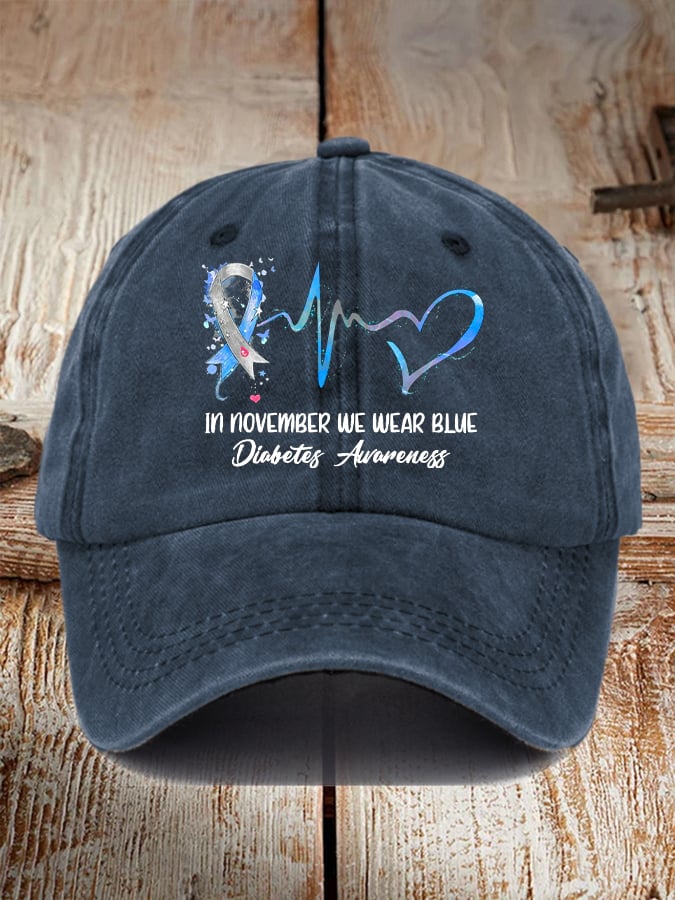 Unisex Retro In November We Wear Blue Diabetes Awareness Hat