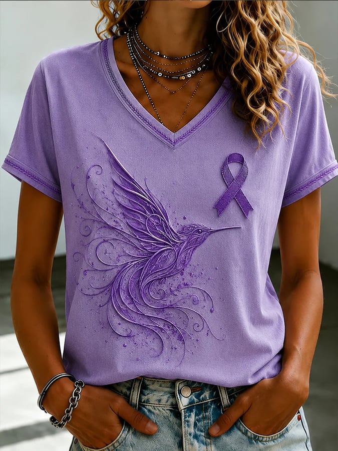 Women'S Casual Alzheimer'S Awareness Print T-Shirt