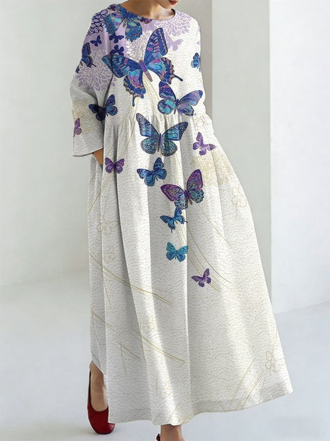 Women's Alzheimer's Disease Awareness Floral Print Dress