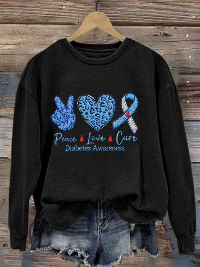 Women's Peace Love Cure Diabetes Awareness Sweatshirt