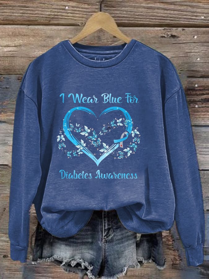 Women's I Wear Blue For Diabetes Awareness Sweatshirt