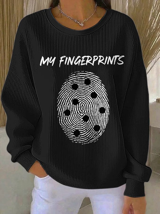 Women's My Fingerprints Diabetes Awareness Print Casual Sweatshirt