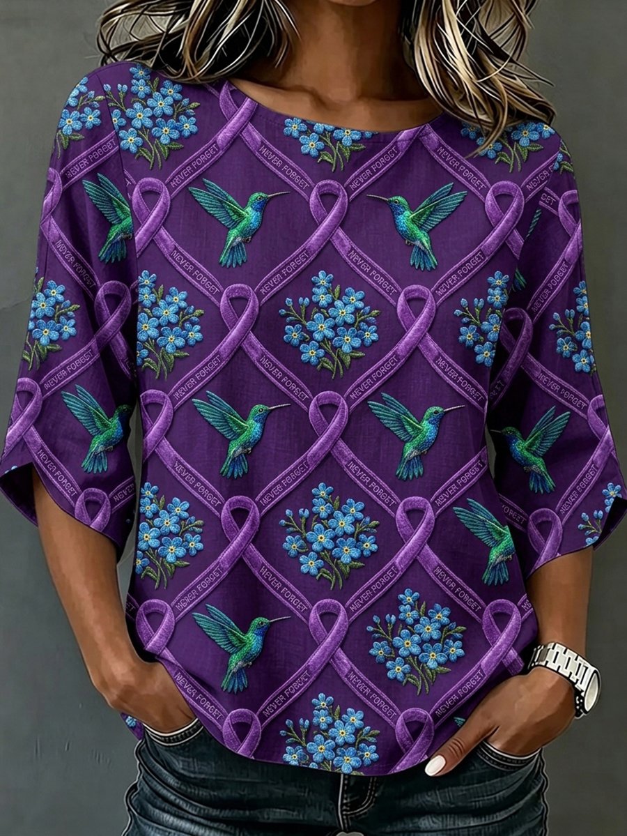 Women's Alzheimer's Awareness Faux-Linen Top