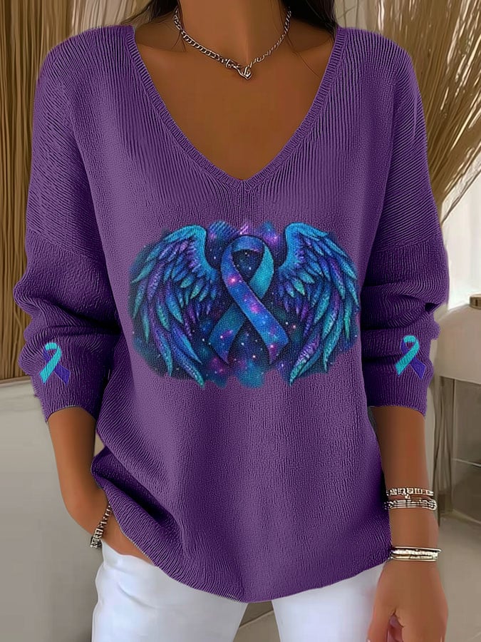 Women's Mental Health Print Long Sleeve Pit Fabric Top