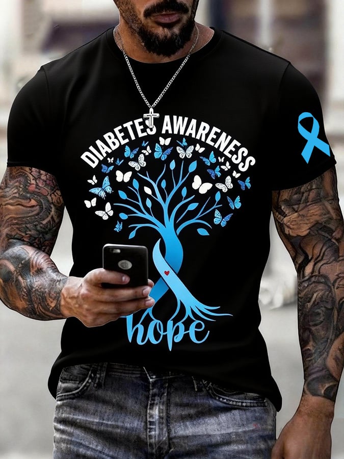 Men's “Diabetes Awareness — Hope” Print T-shirt
