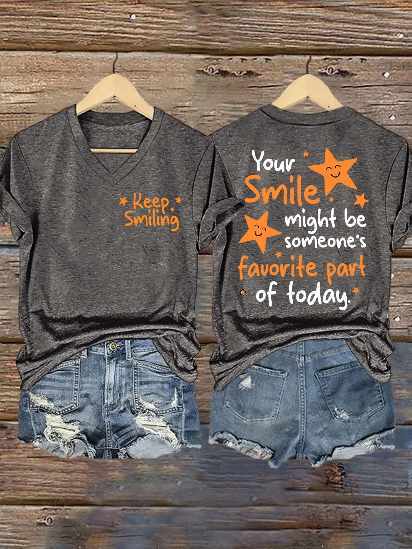 Women's Your Smile Might Be Someone's Favorite Part Of Today Print V Neck T-shirt