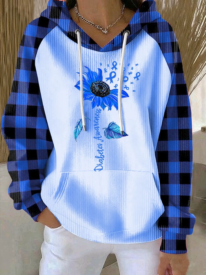Women's Sunflower Diabetes Awareness Print Hoodie