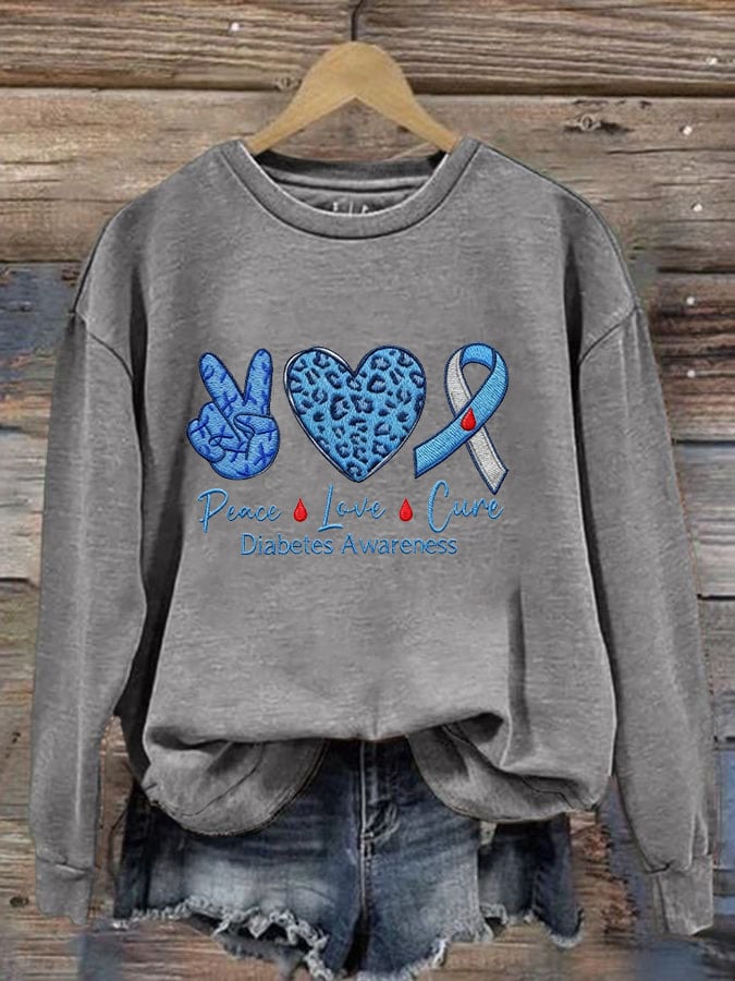 Women's Peace Love Cure Diabetes Awareness Sweatshirt