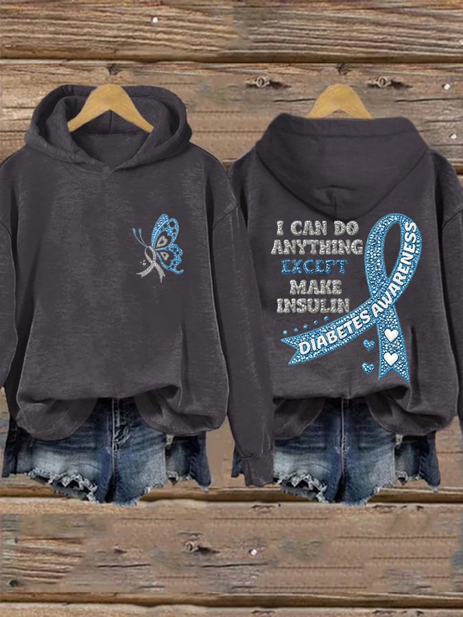 Women's  I Can Do Anything Except Make Insulin Print Round Neck Sweatshirt