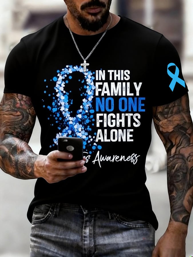 Men's “In This Family No One Fights Alone — Diabetes Awareness” Print T-shirt