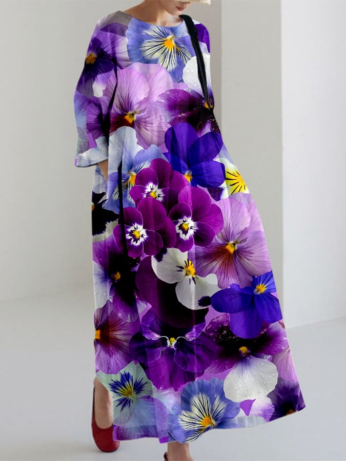 Women's Alzheimer's Disease Awareness Floral Print Dress