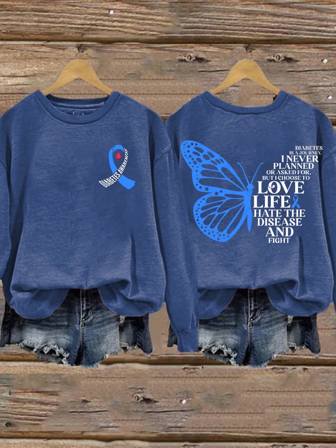 Women's Diabetes Awareness Printed Sweatshirt
