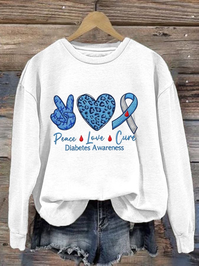 Women's Peace Love Cure Diabetes Awareness Sweatshirt