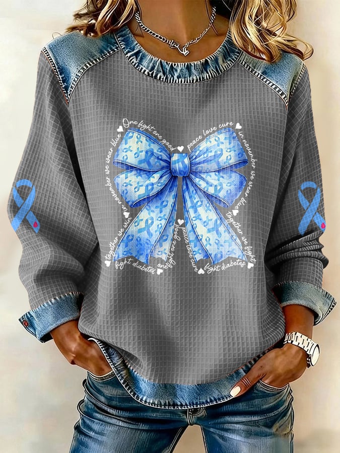 Women's Together We Fight Diabetes – One Fight, One Goal, Peace Love Cure, In November We Wear Blue Print Sweatshirt
