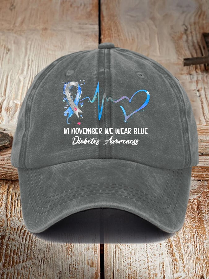 Unisex Retro In November We Wear Blue Diabetes Awareness Hat