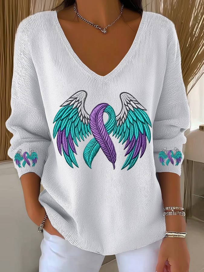 Women'S Wings Of Hope Print Casual T-Shirt