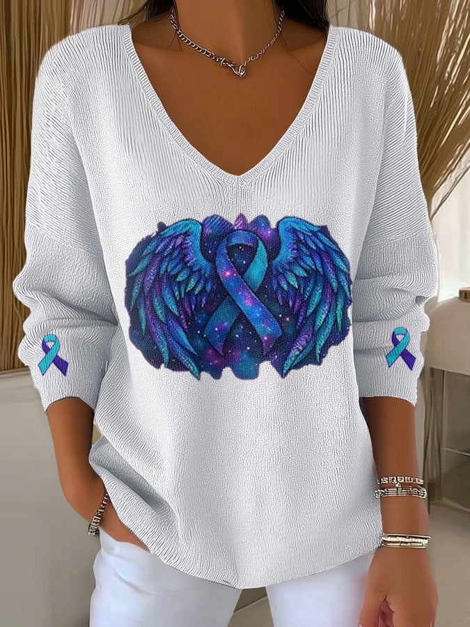 Women's Mental Health Print Long Sleeve Pit Fabric Top