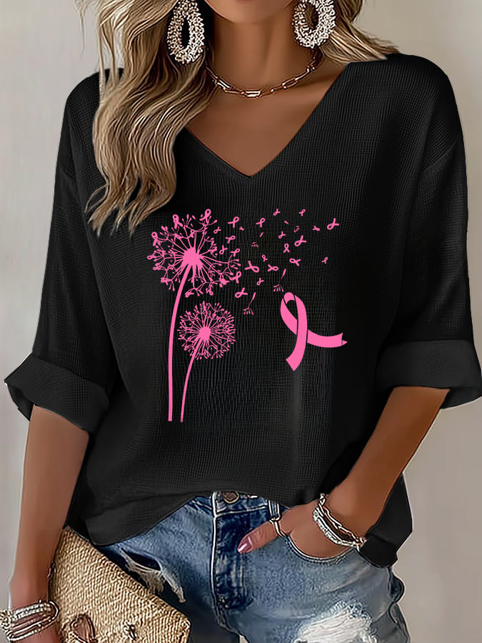 V-Neck The Power of Pink Print T-shirt