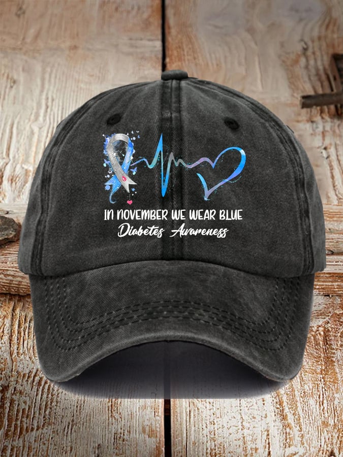 Unisex Retro In November We Wear Blue Diabetes Awareness Hat