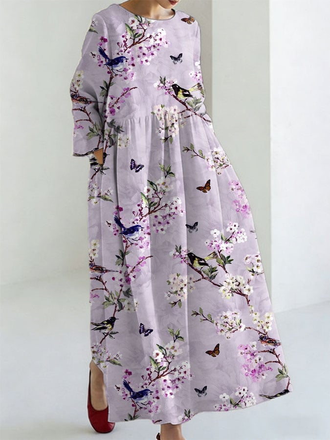 Women's Alzheimer's Disease Awareness Floral Print Dress